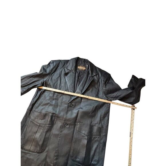 Men's Black Leather Bomber Jacket - Picture 5 of 7